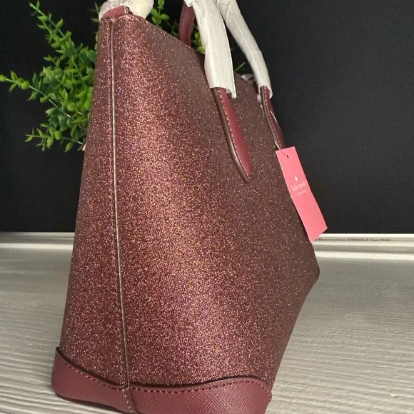 Kate Spade New York Glitter Satchel with Crossbody Strap Deep Nova NWT - Picture 7 of 8